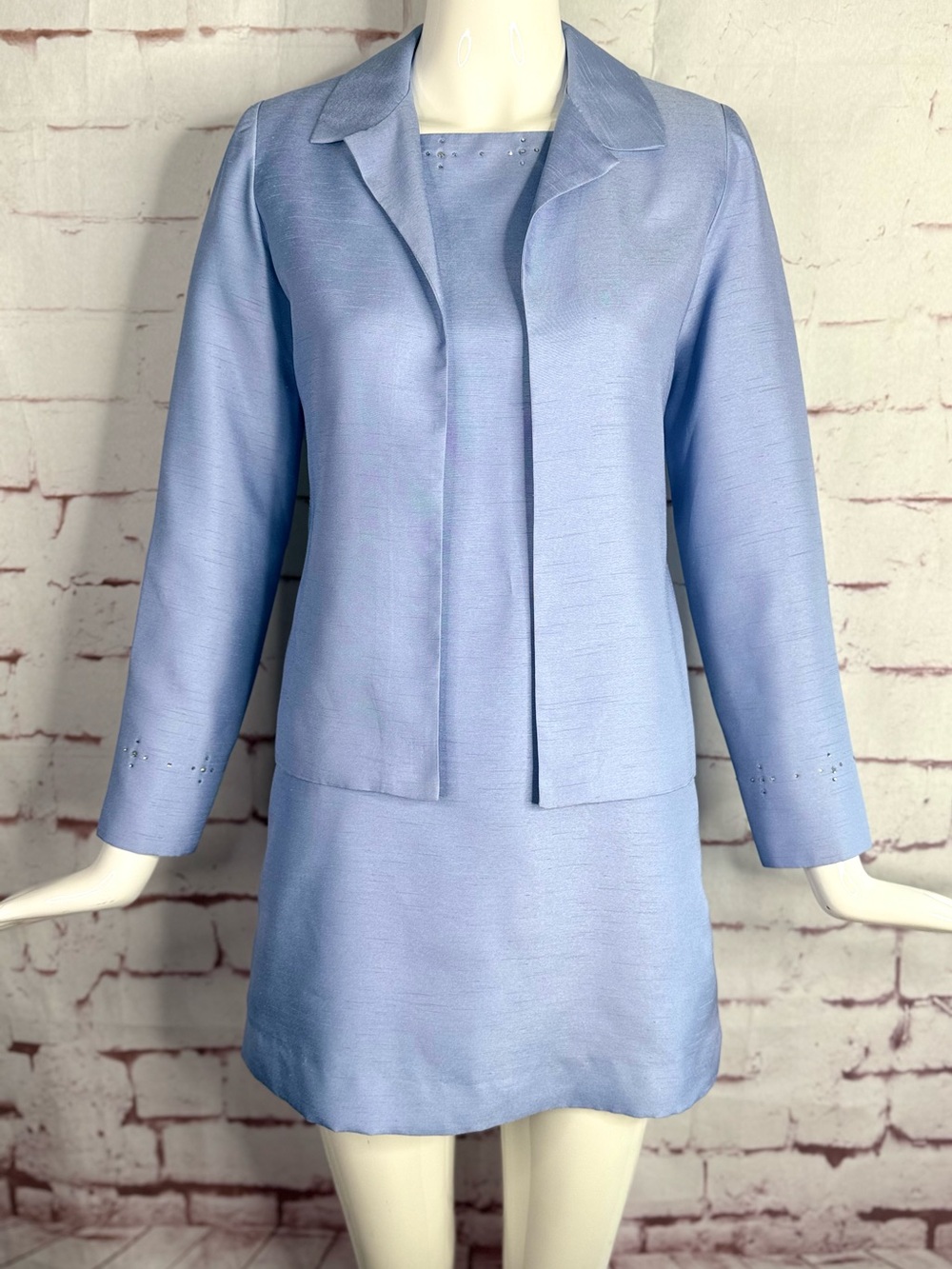 ZOE LTD Girls 16  Cornflower Blue 2 Piece Set Embellished Dress Jacket Suit